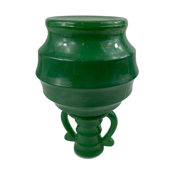 Vintage Green Glass Double Handle Vase - Picture 7 of 12